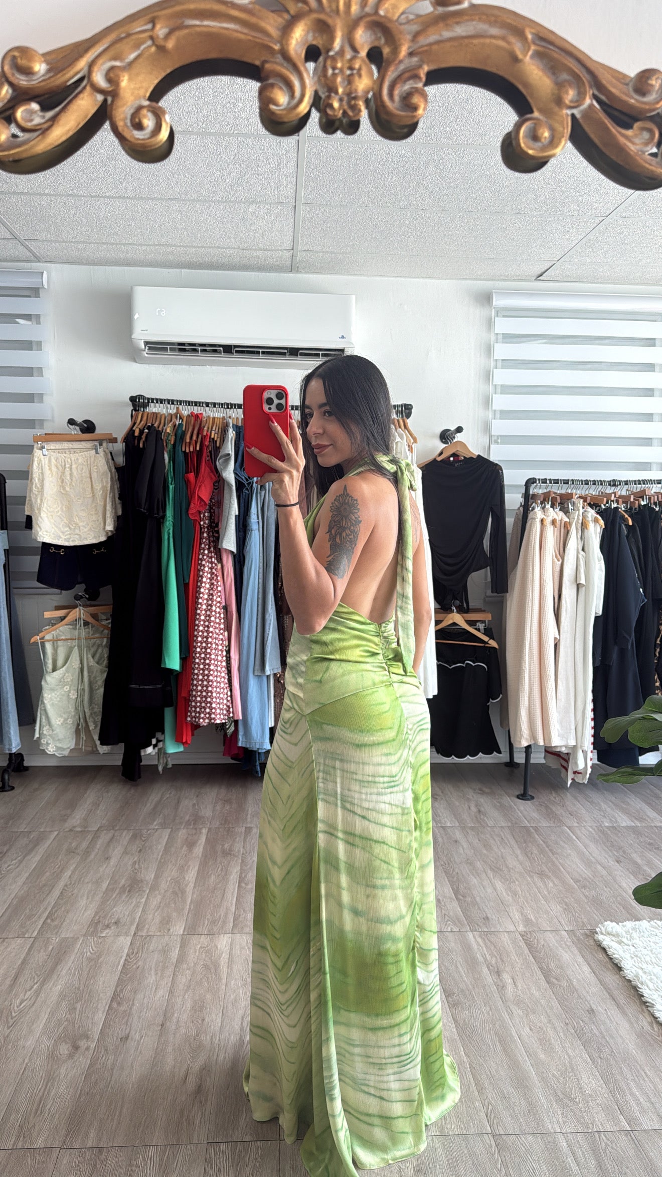 Green Satin dress