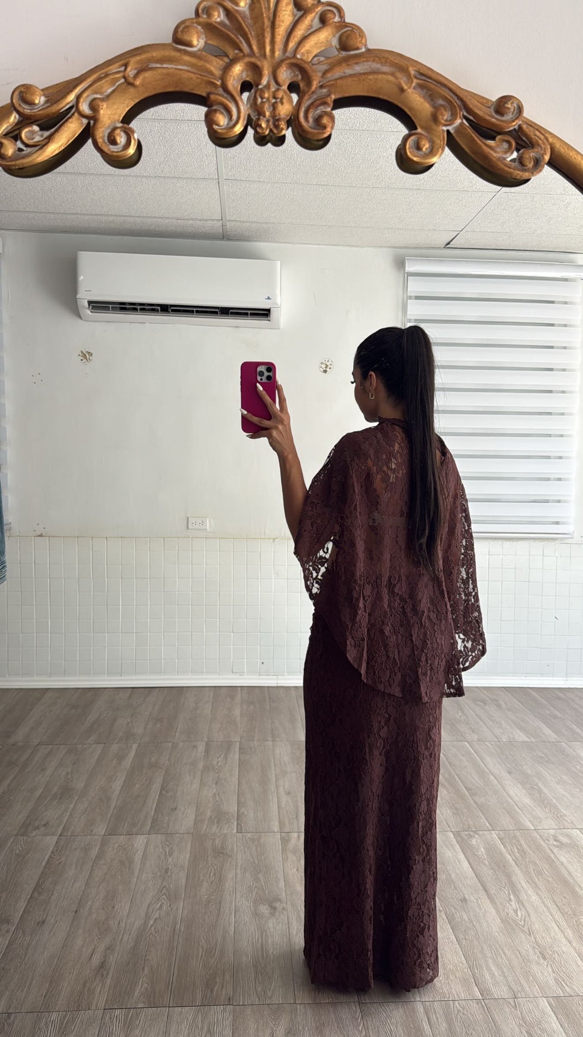 Lace brown Skirt set