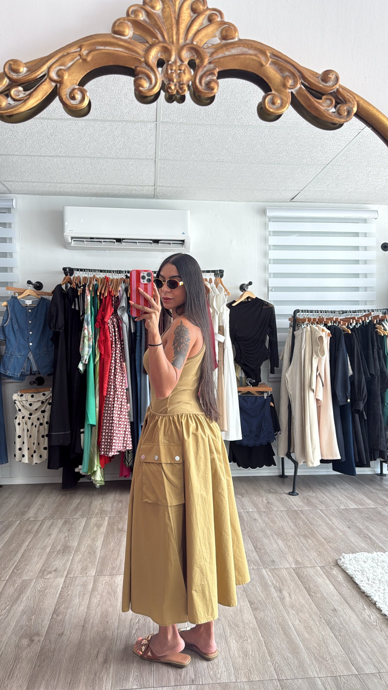 Olive midi dress