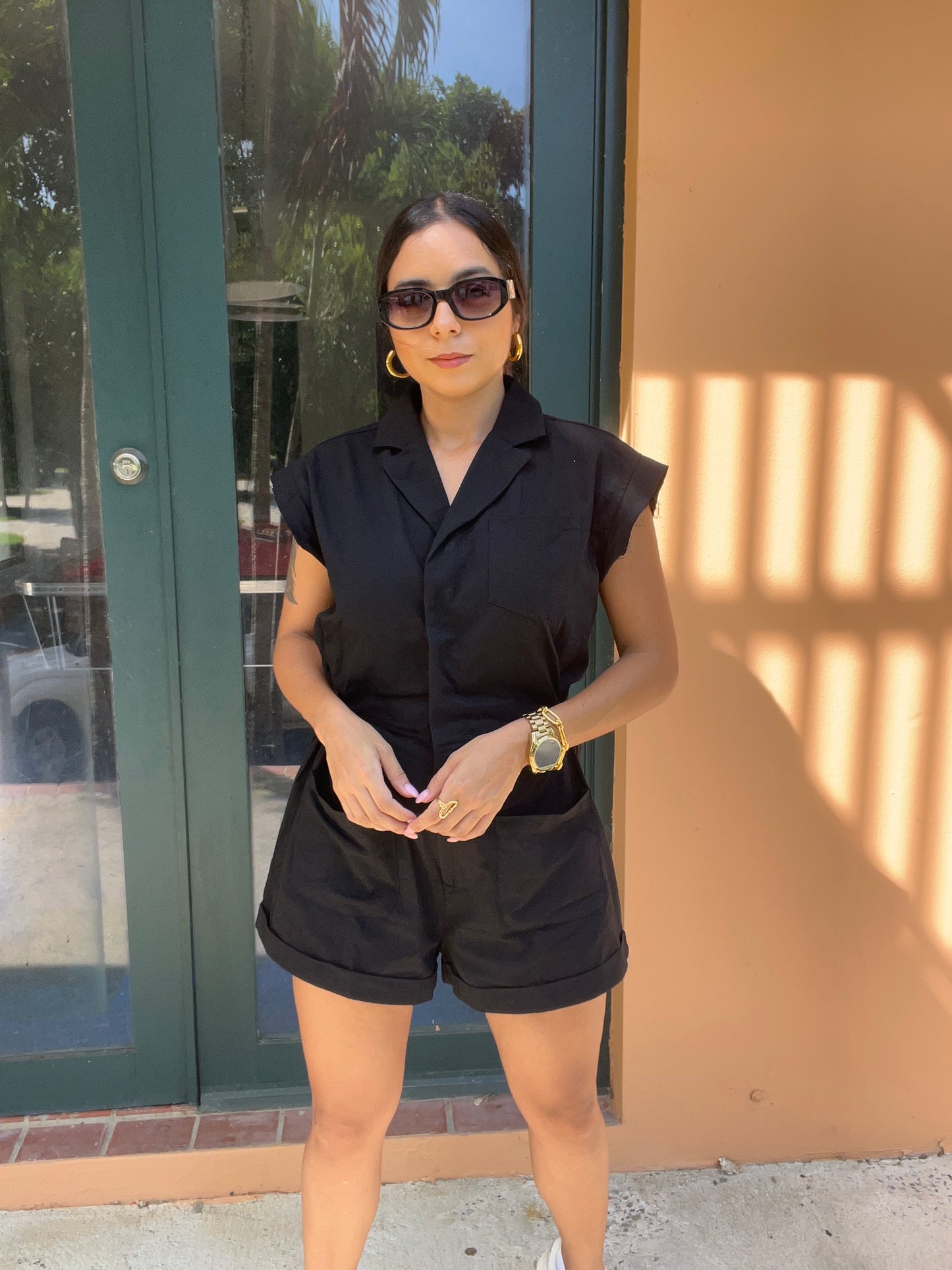 Black Linen Romper