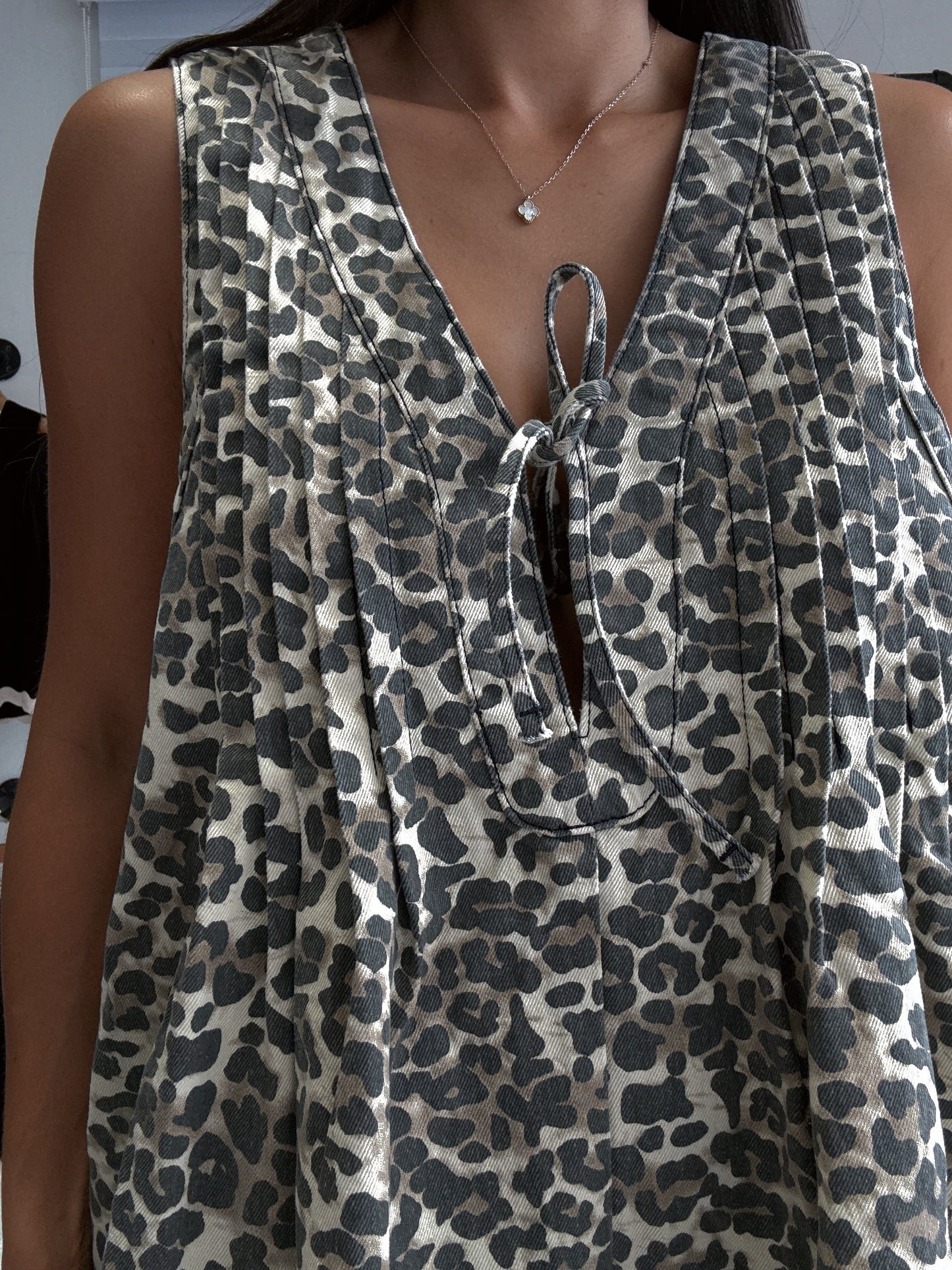 Leopard Denim Romper