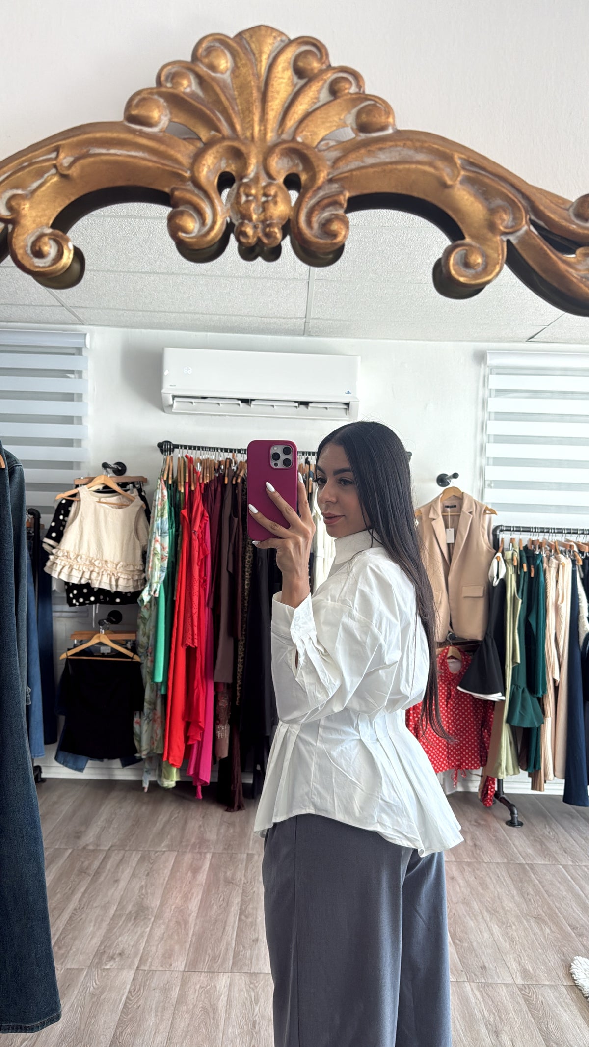 White Button Peplum Blouse