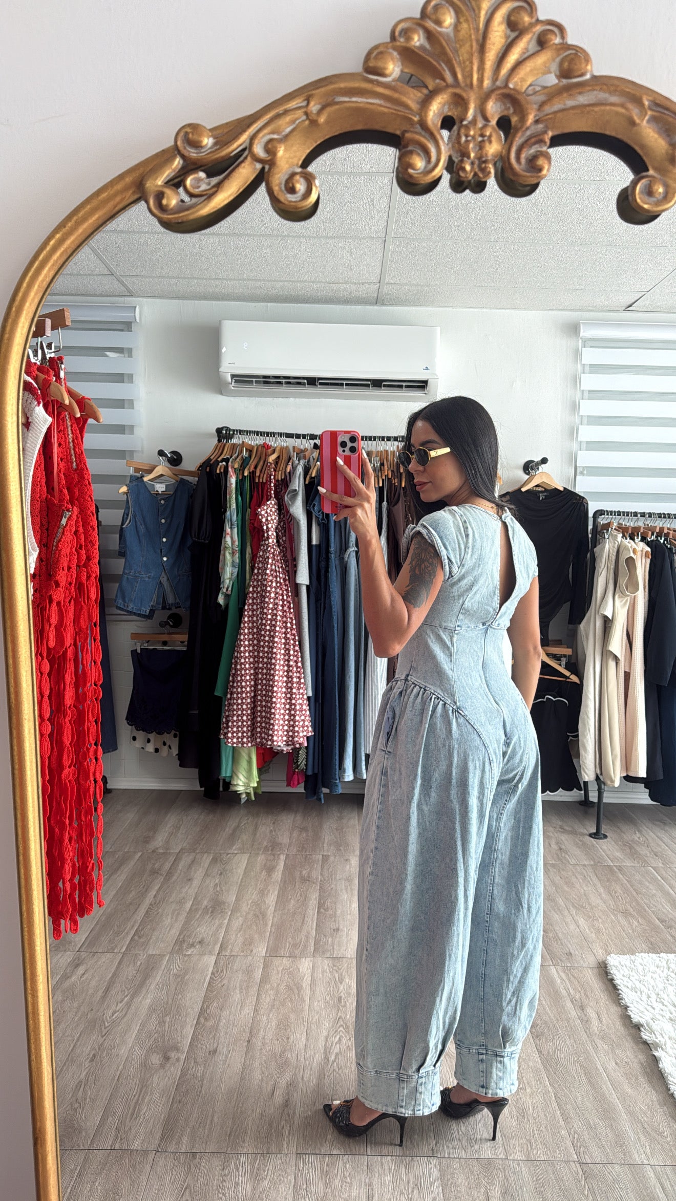 Denim Wash Barrel Jumpsuit