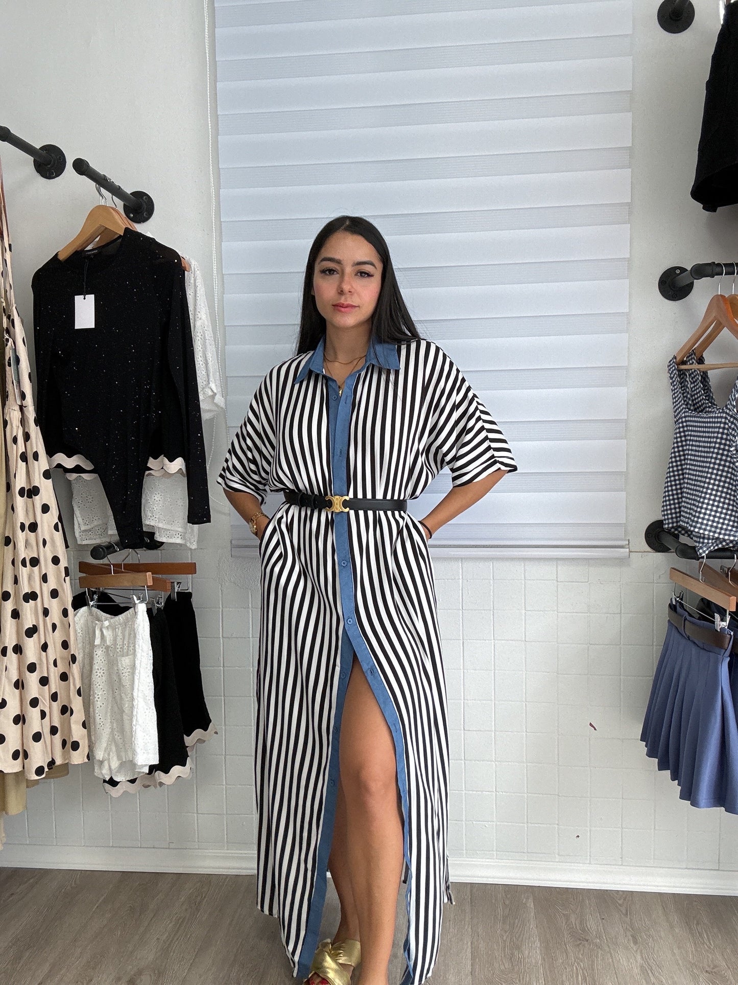 Stripe contrast dress