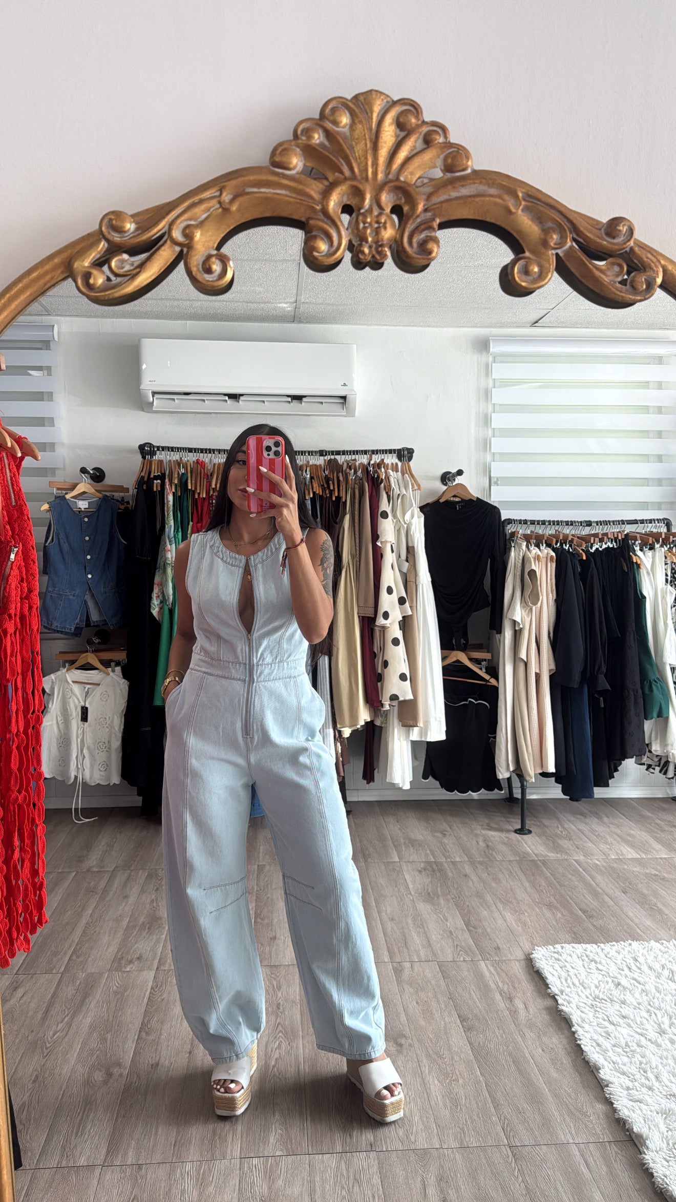 Denim Barrel zipper Jumpsuit