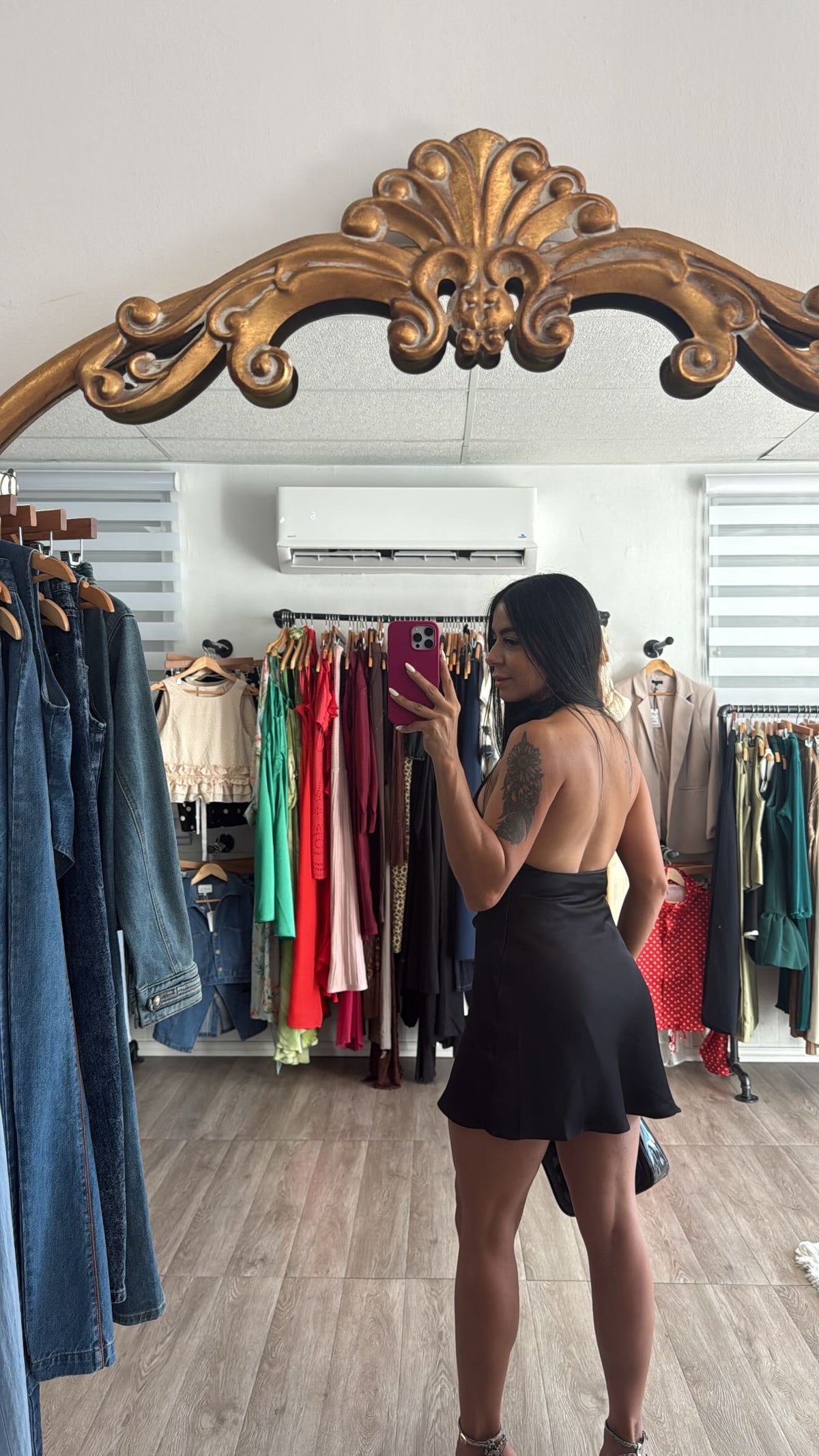 Mara’s black Satin dress