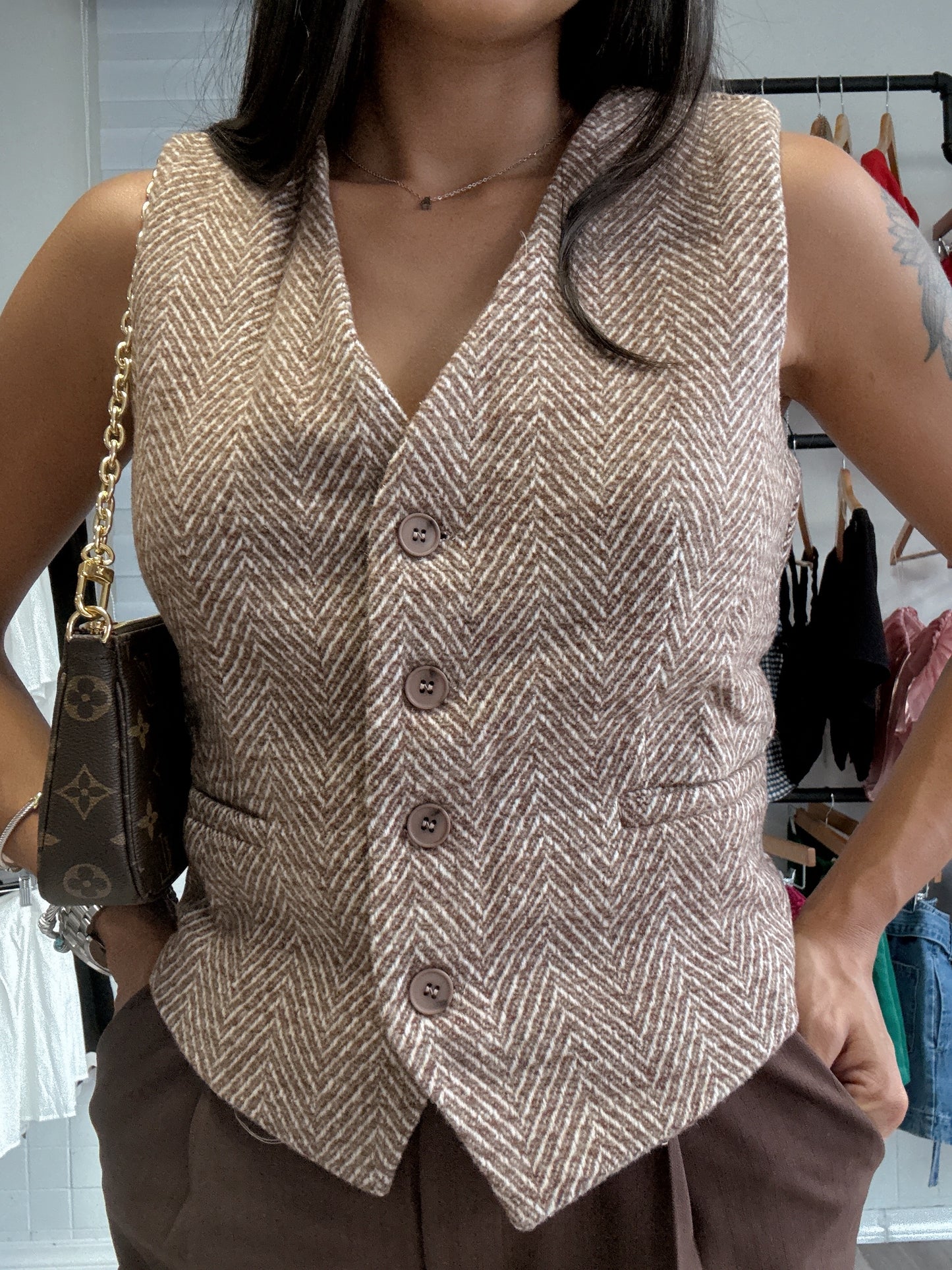Brown tweed Vest