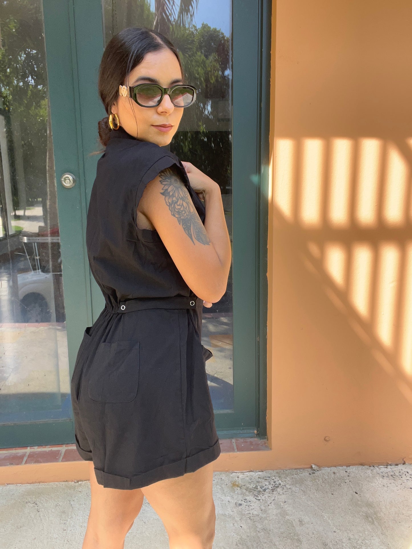 Black Linen Romper