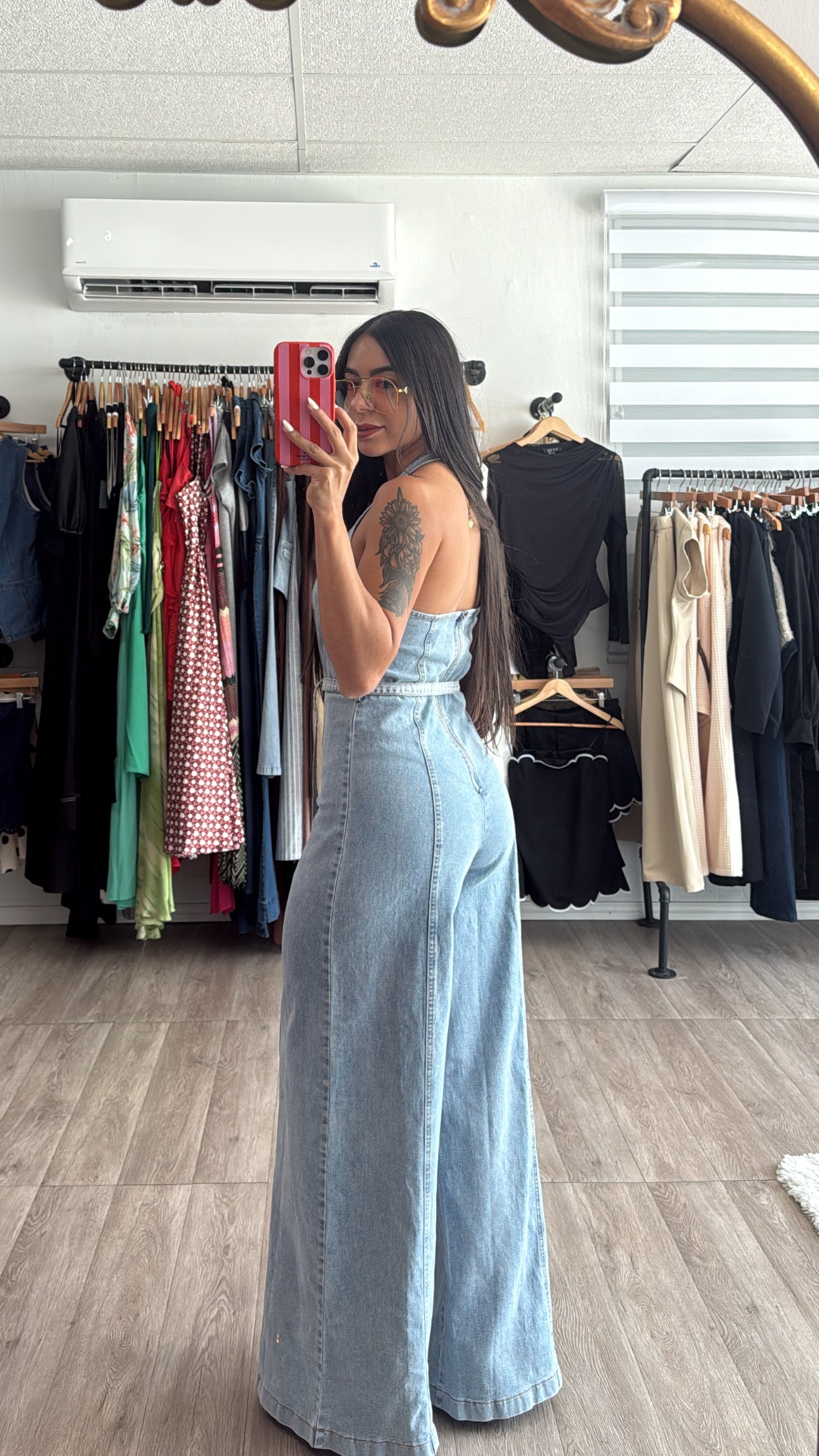 Denim Halter Jumpsuit