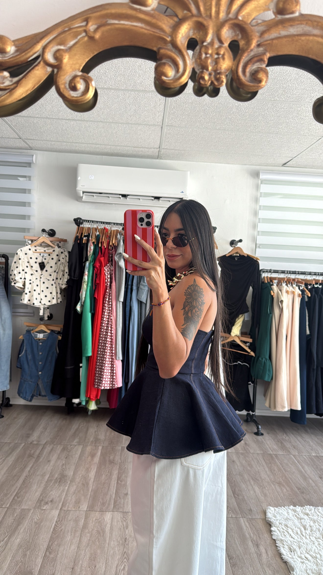 Índigo Peplum Top