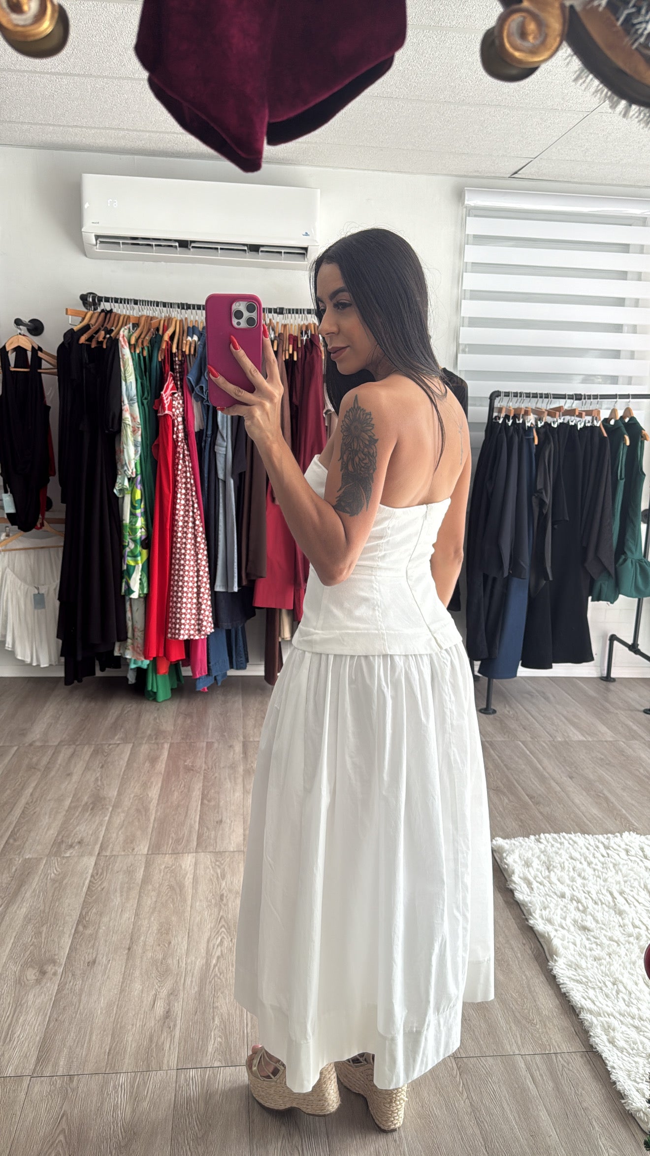 White corset midi dress