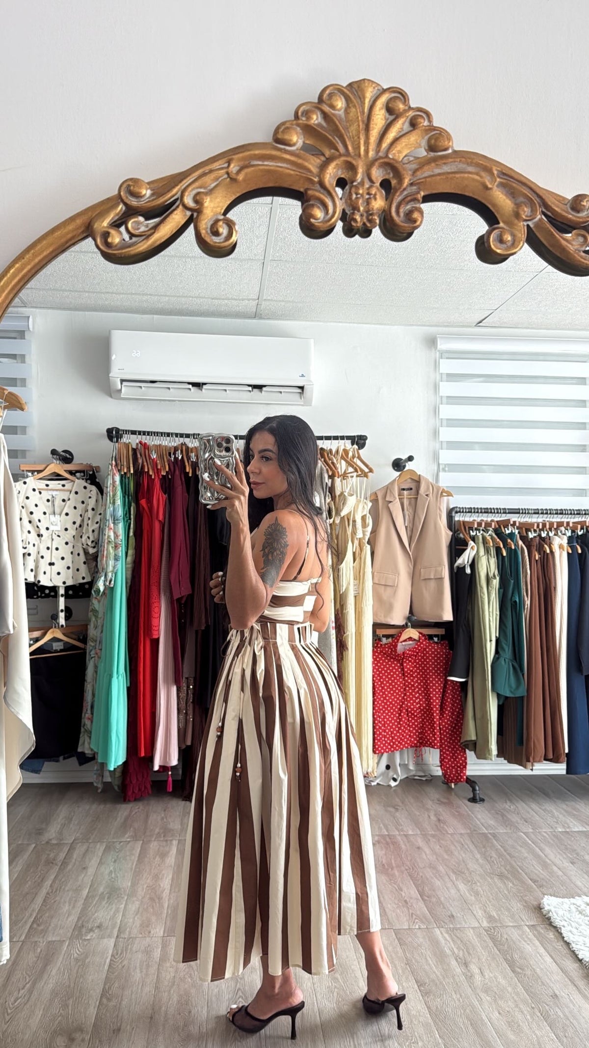 Stripe choco Midi Dress