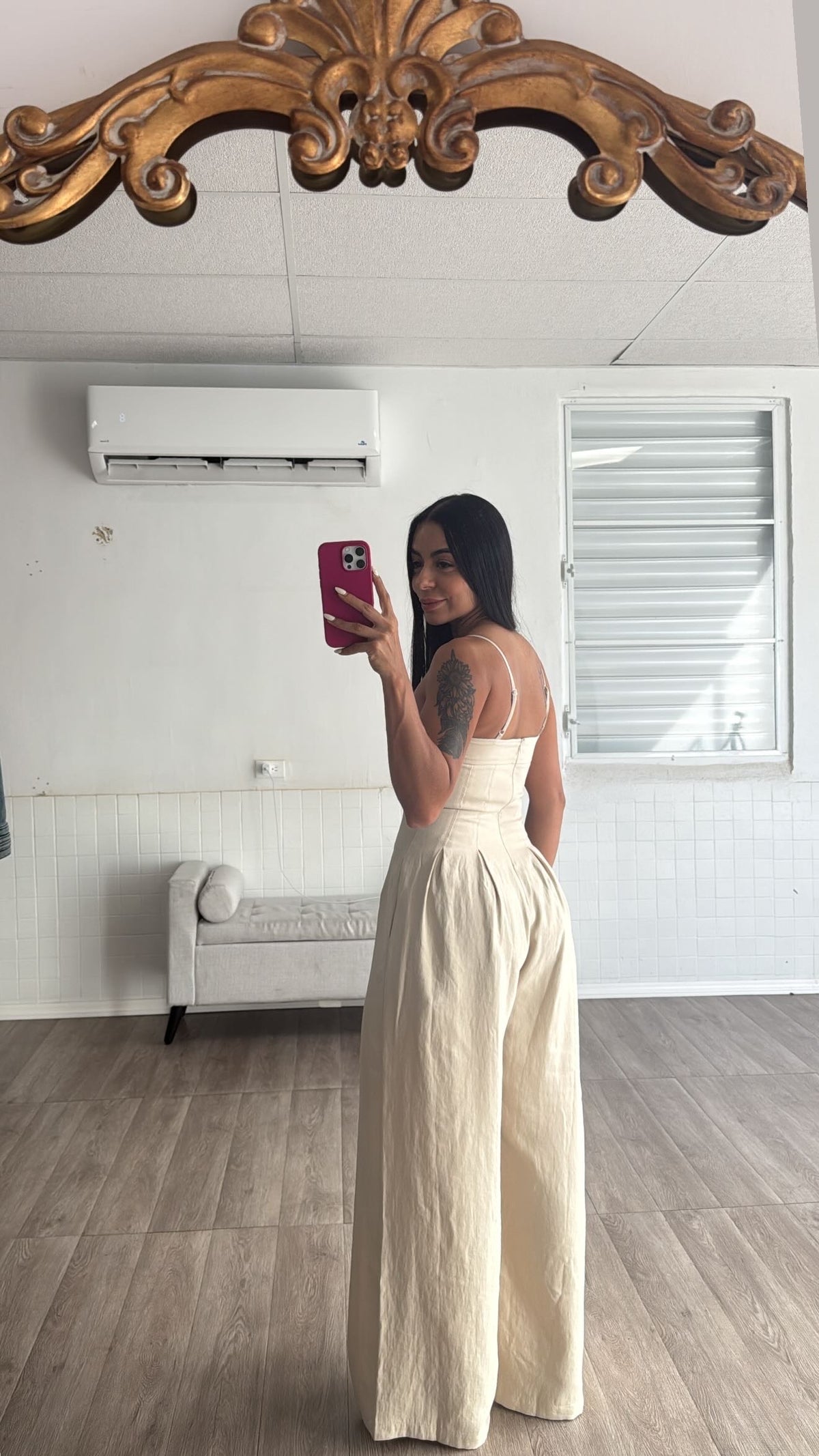 Cream Wide leg Jumpsuit