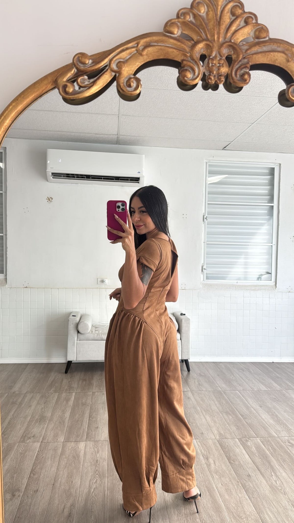 Suede Barrel Jumpsuit