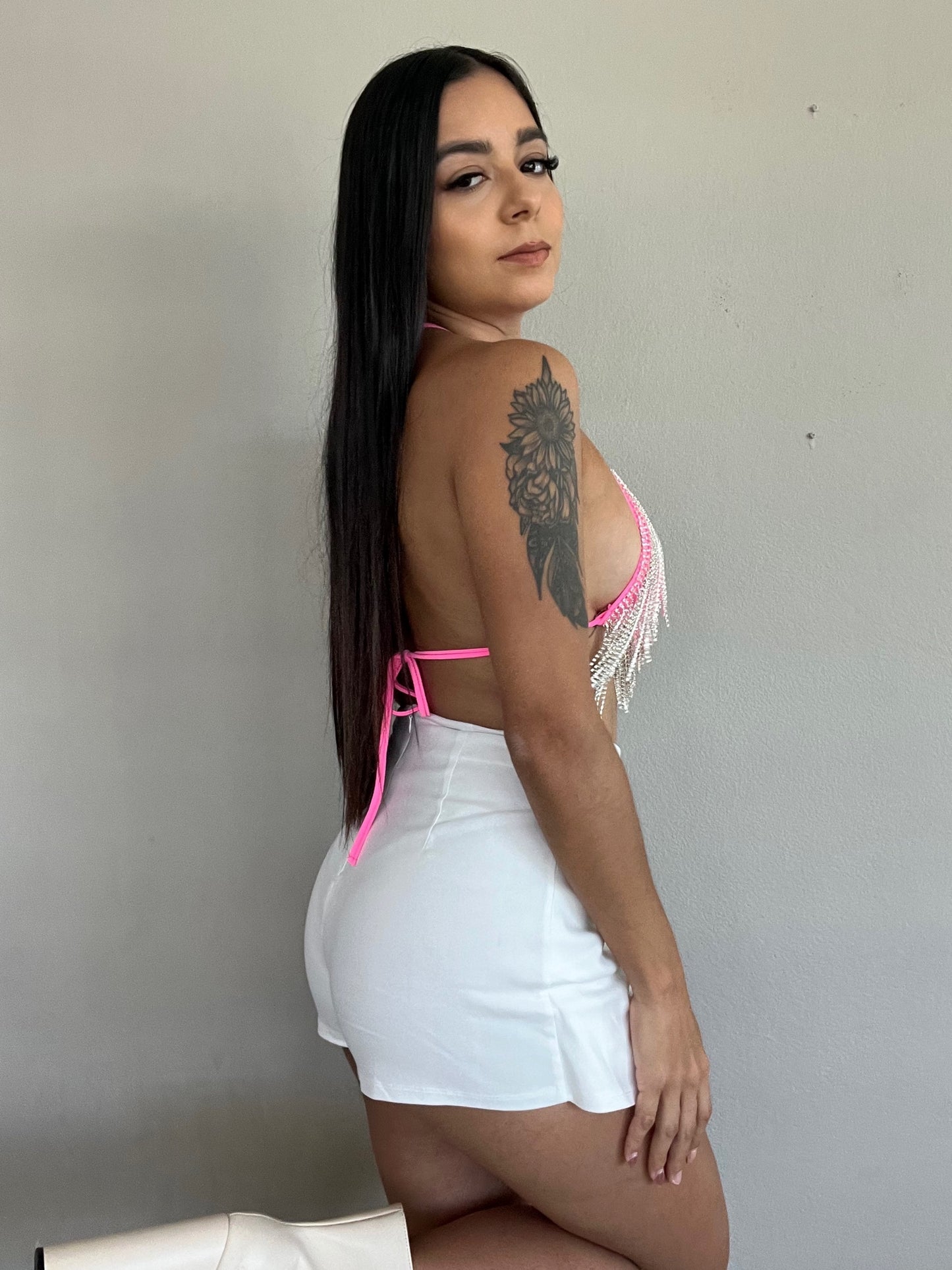 White spandex skort