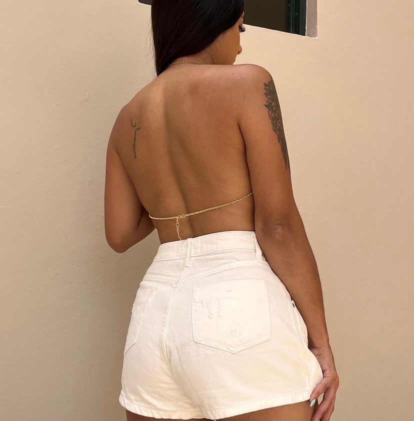 White Button Skort