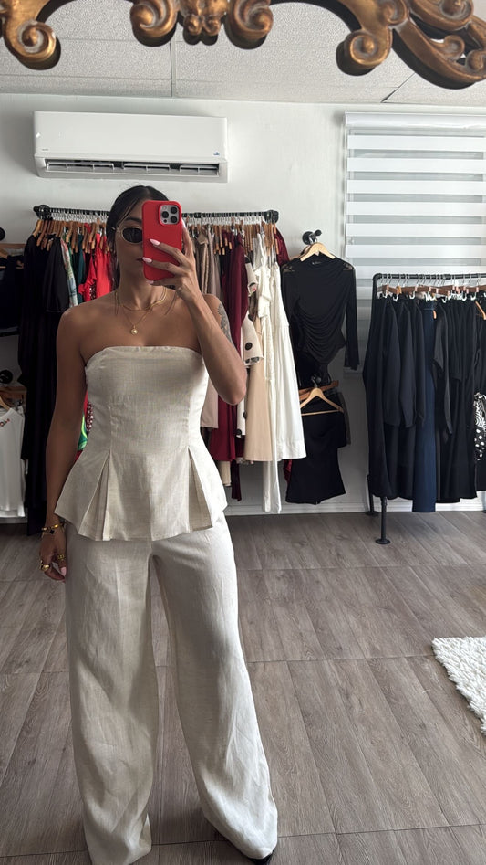 Linen Peplum Set