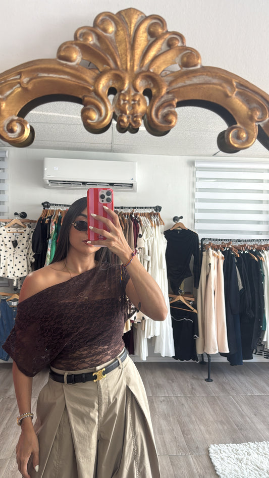 Lace Blouse in Brown