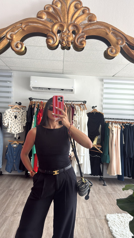 Knit Halter Black Top