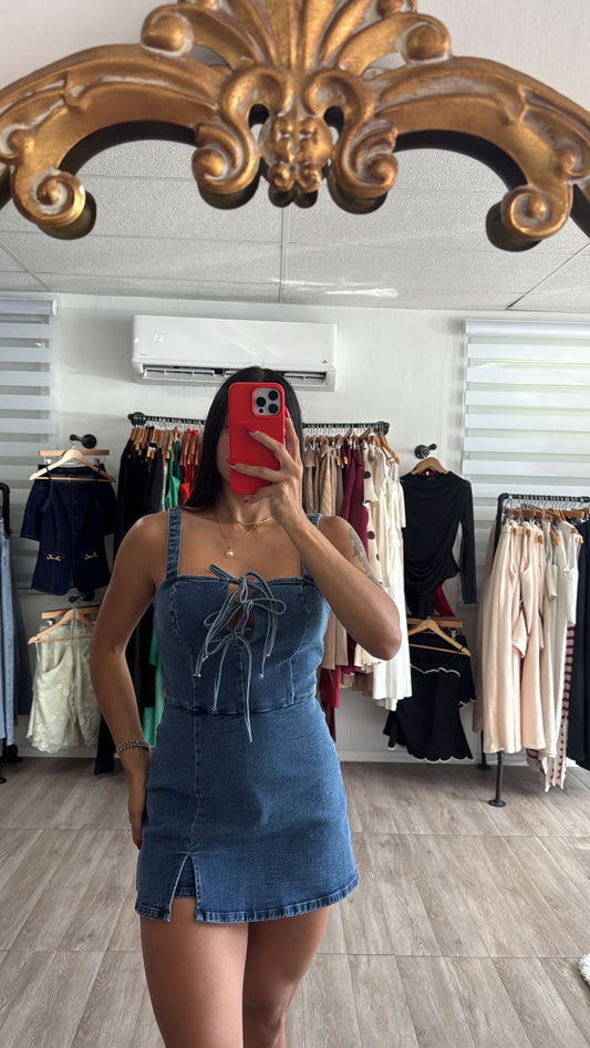 Denim skort romper