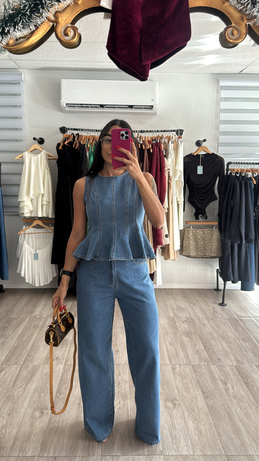 Denim Peplum set
