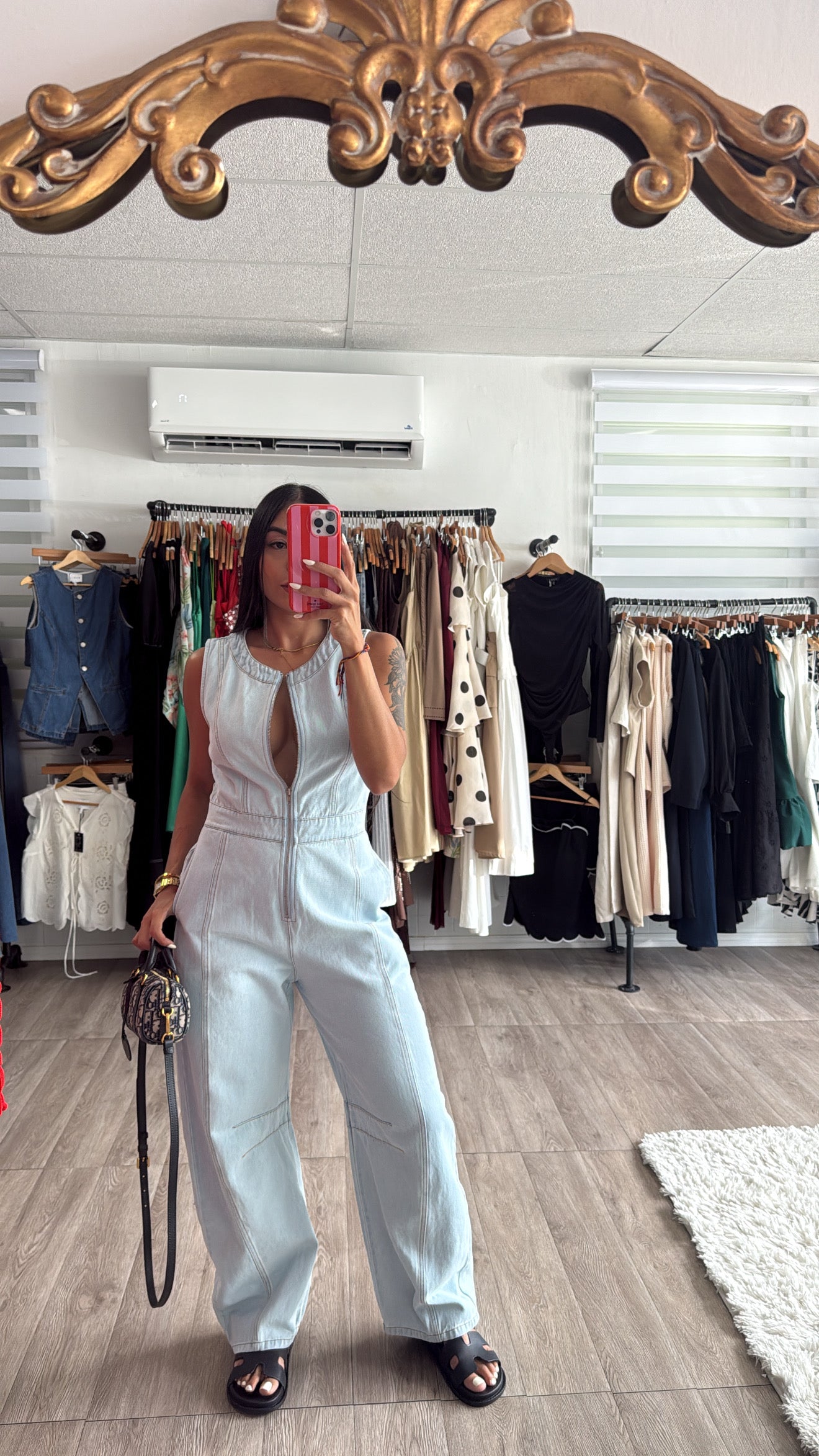 Denim Barrel zipper Jumpsuit