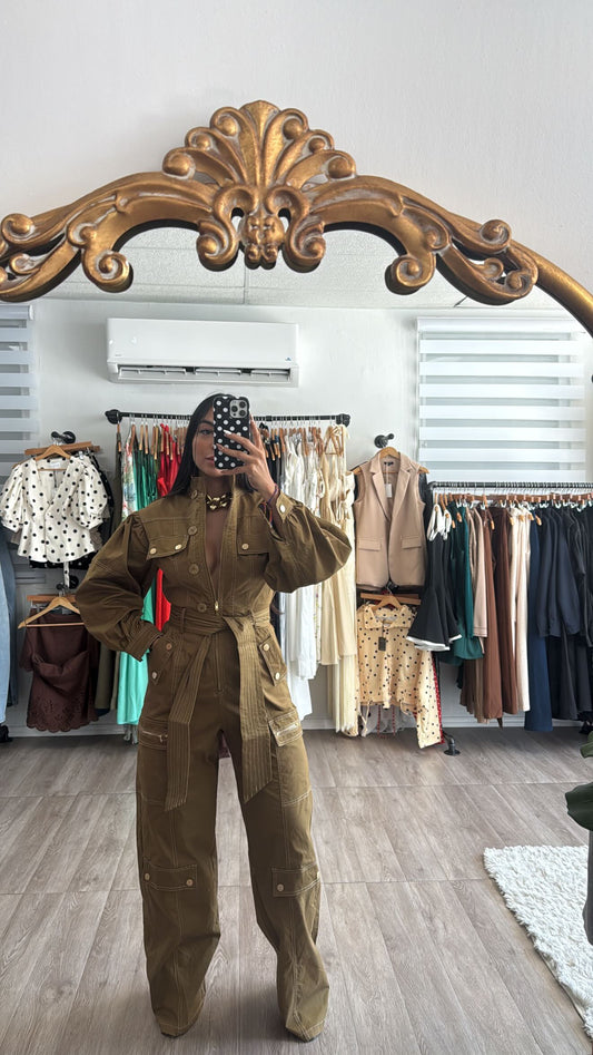 Olive cargo Jumpsuit