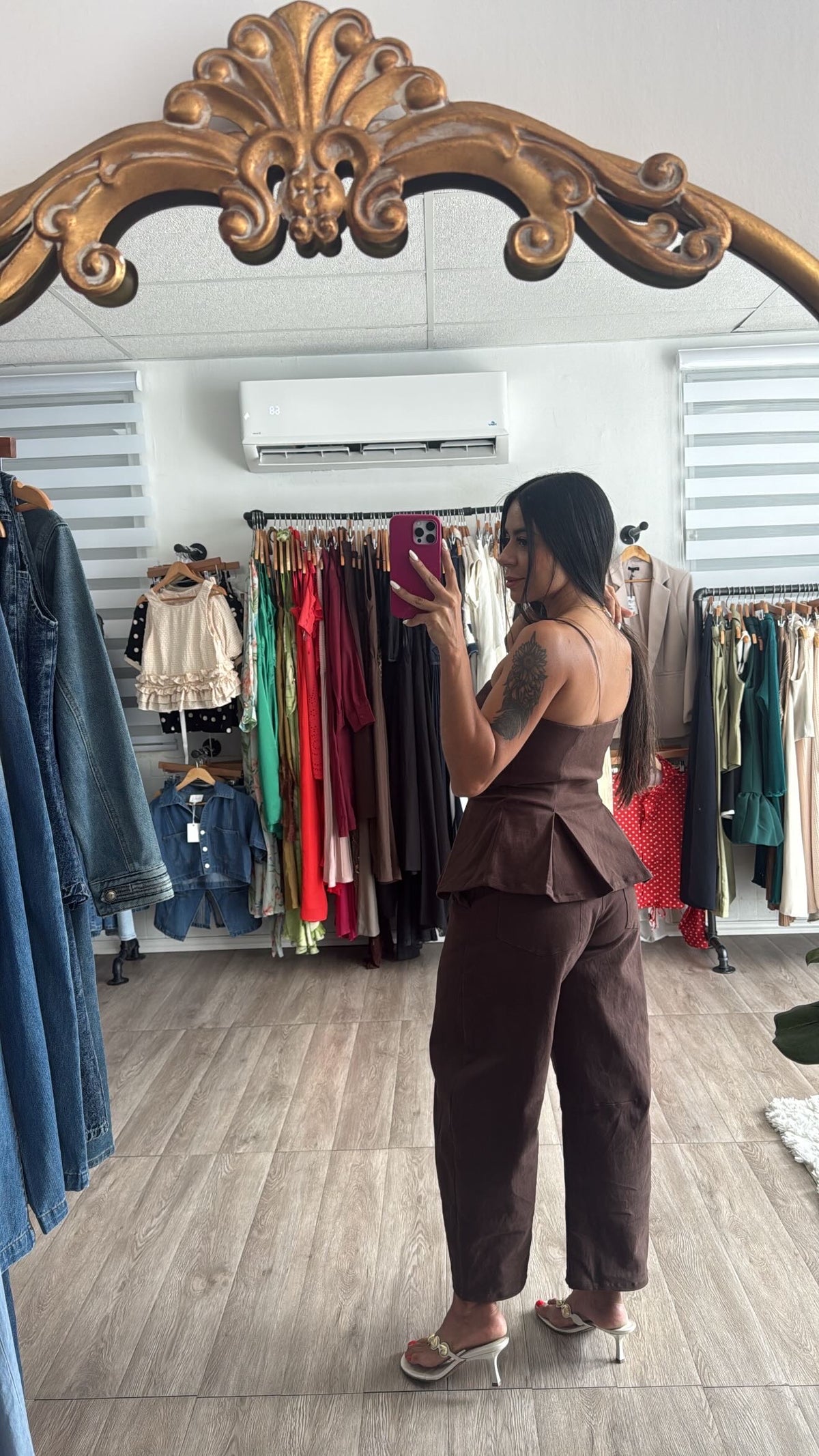 Brown Peplum Barrel set