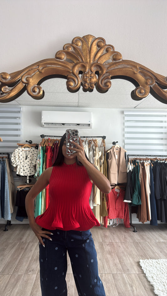 Red Peplum Blouse