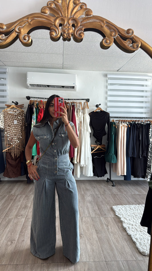 Denim stripe Jumpsuit