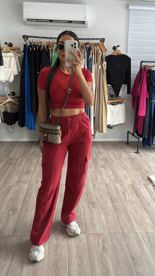 Burgundy Comfy cargo pants