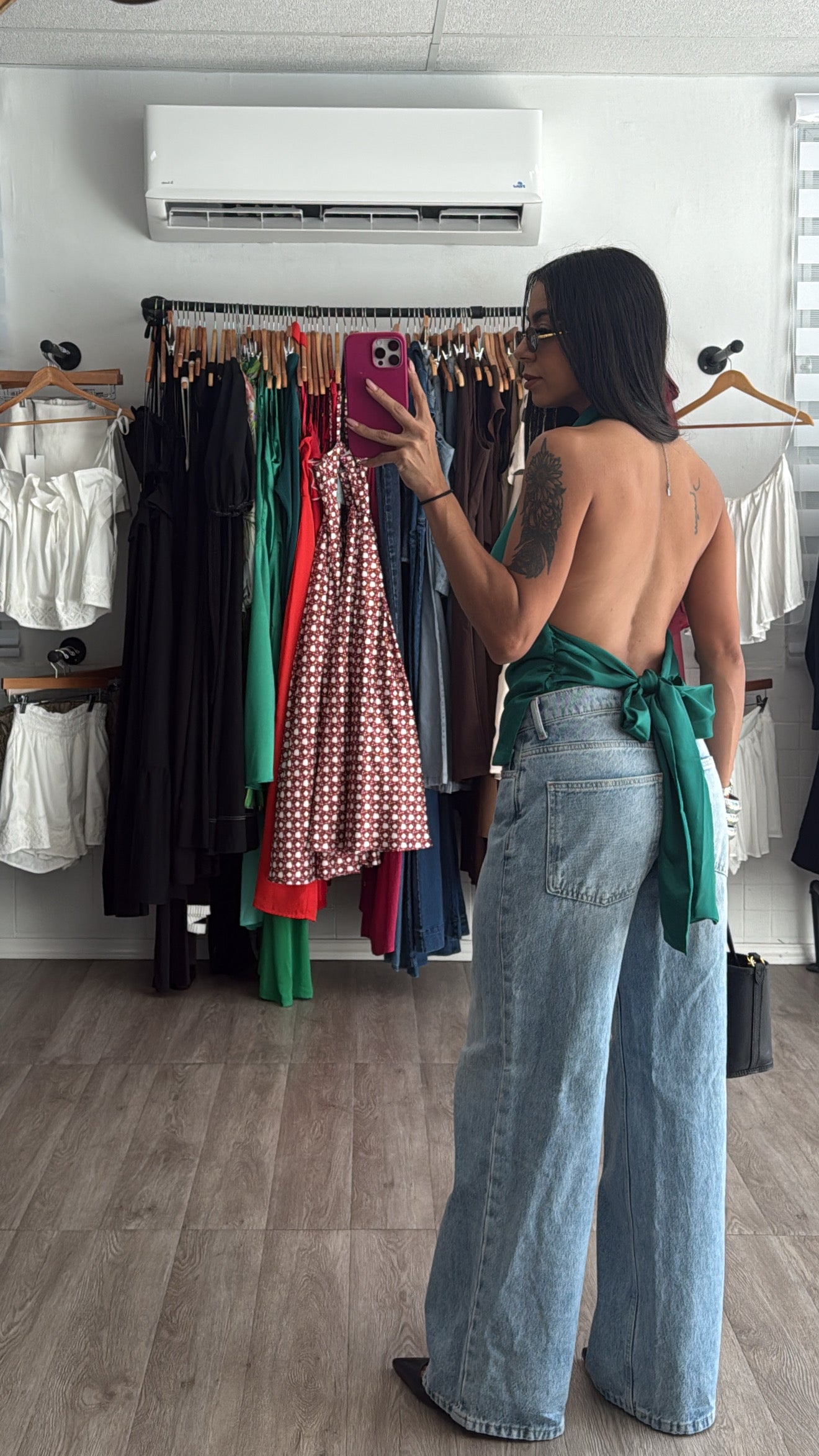 Satin Hunter Green Top