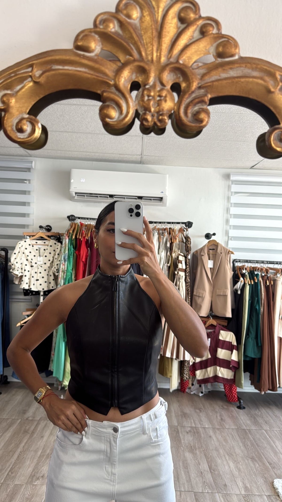 Leather Black Top