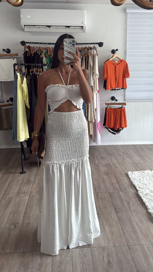 White Rushed Dress