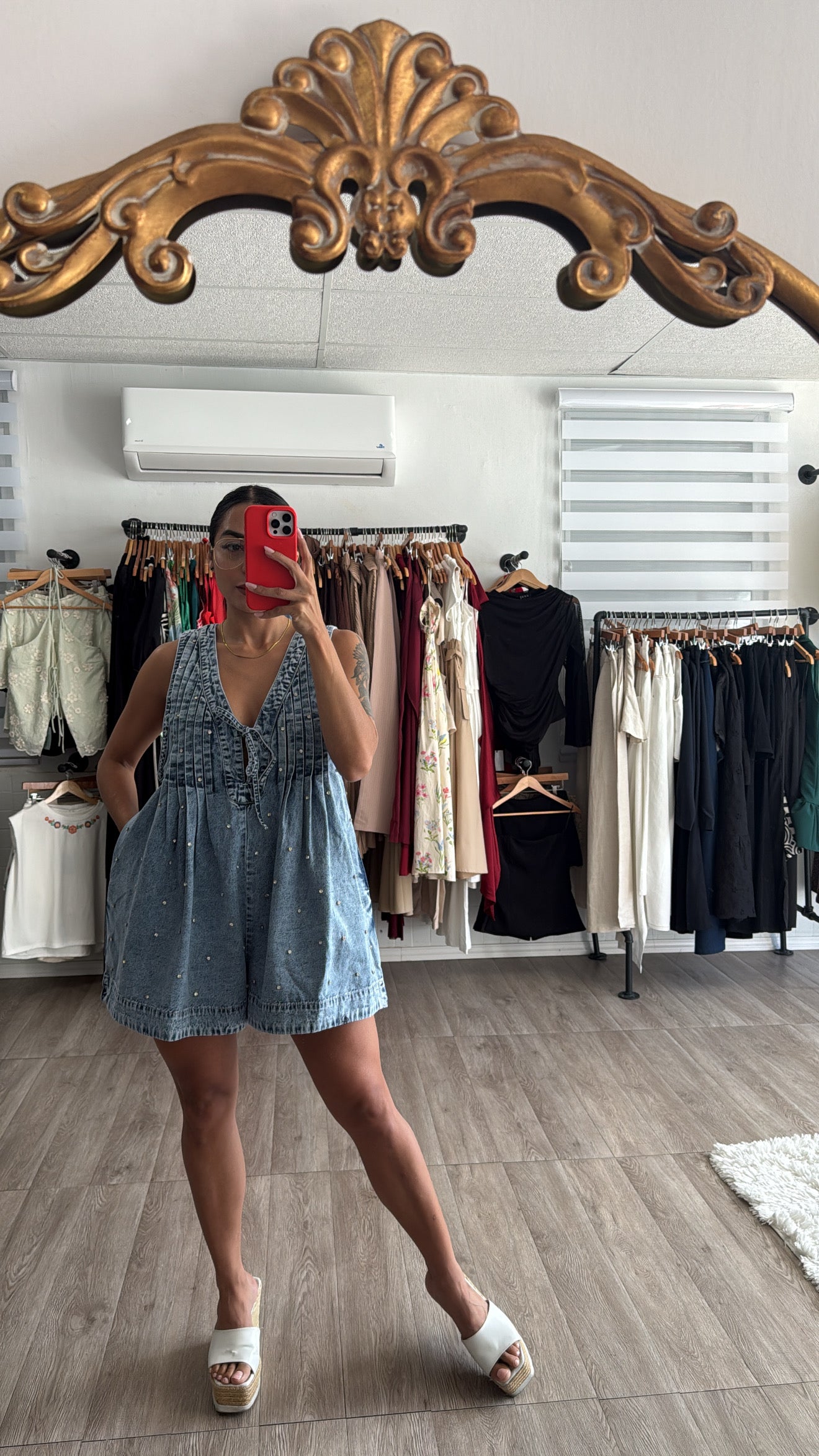 Denim Rhinestone Overall