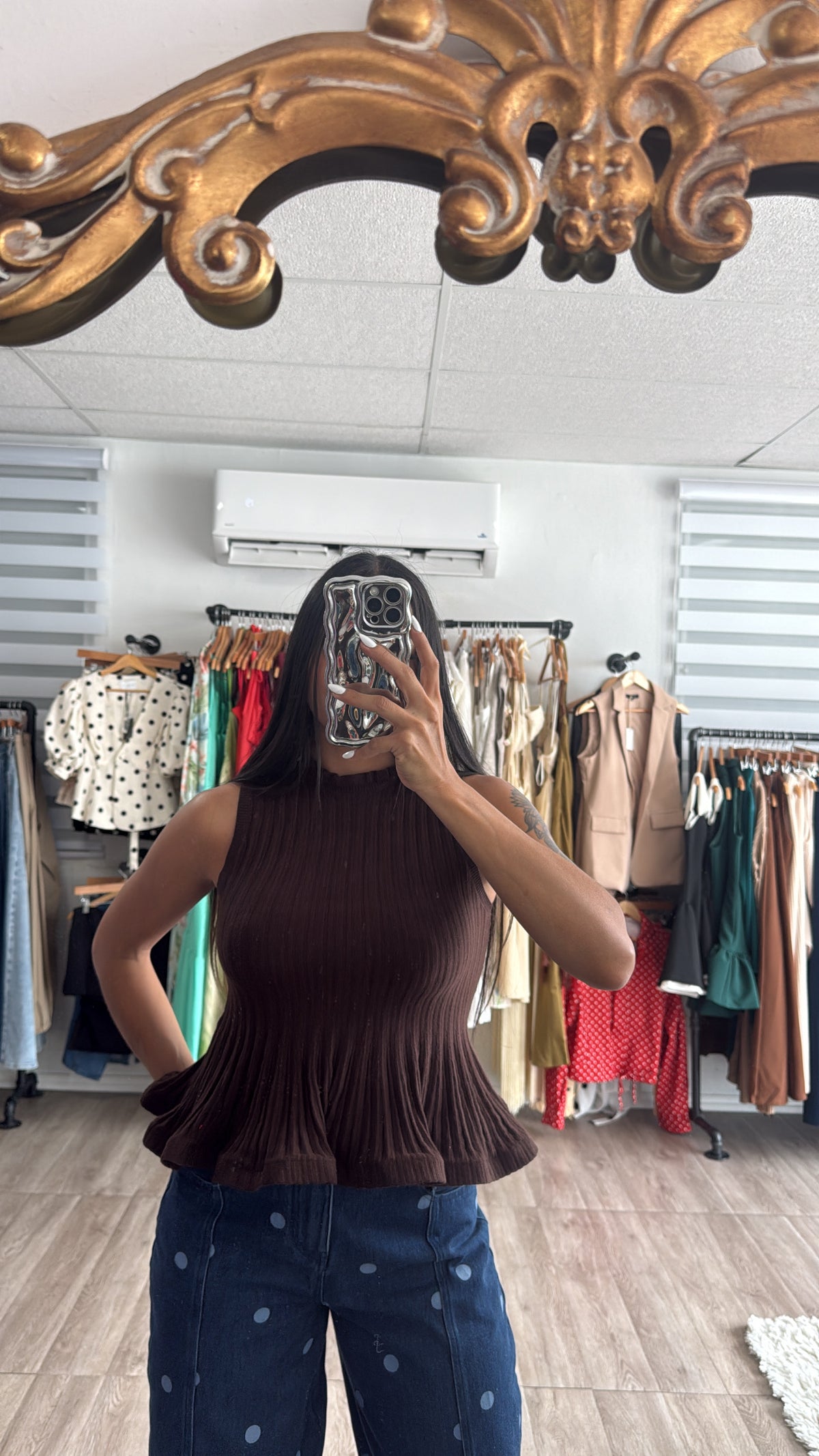 Brown Peplum Blouse