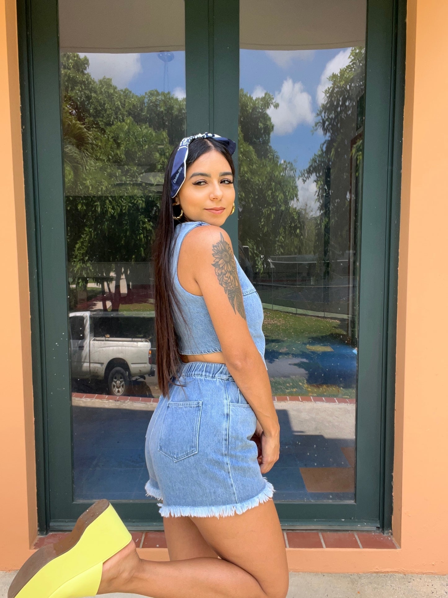 Denim Short Set