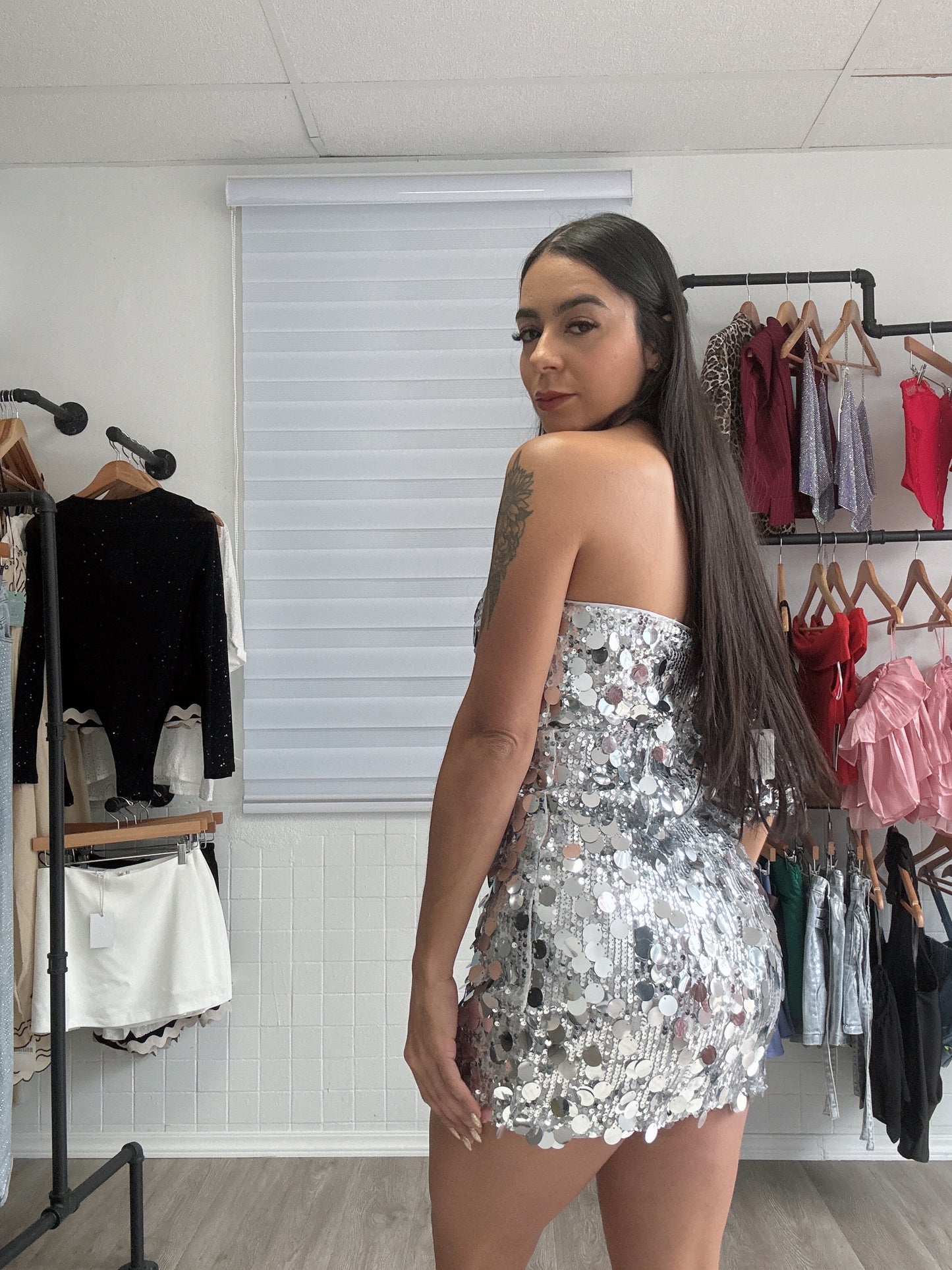 Lentejuela silver dress