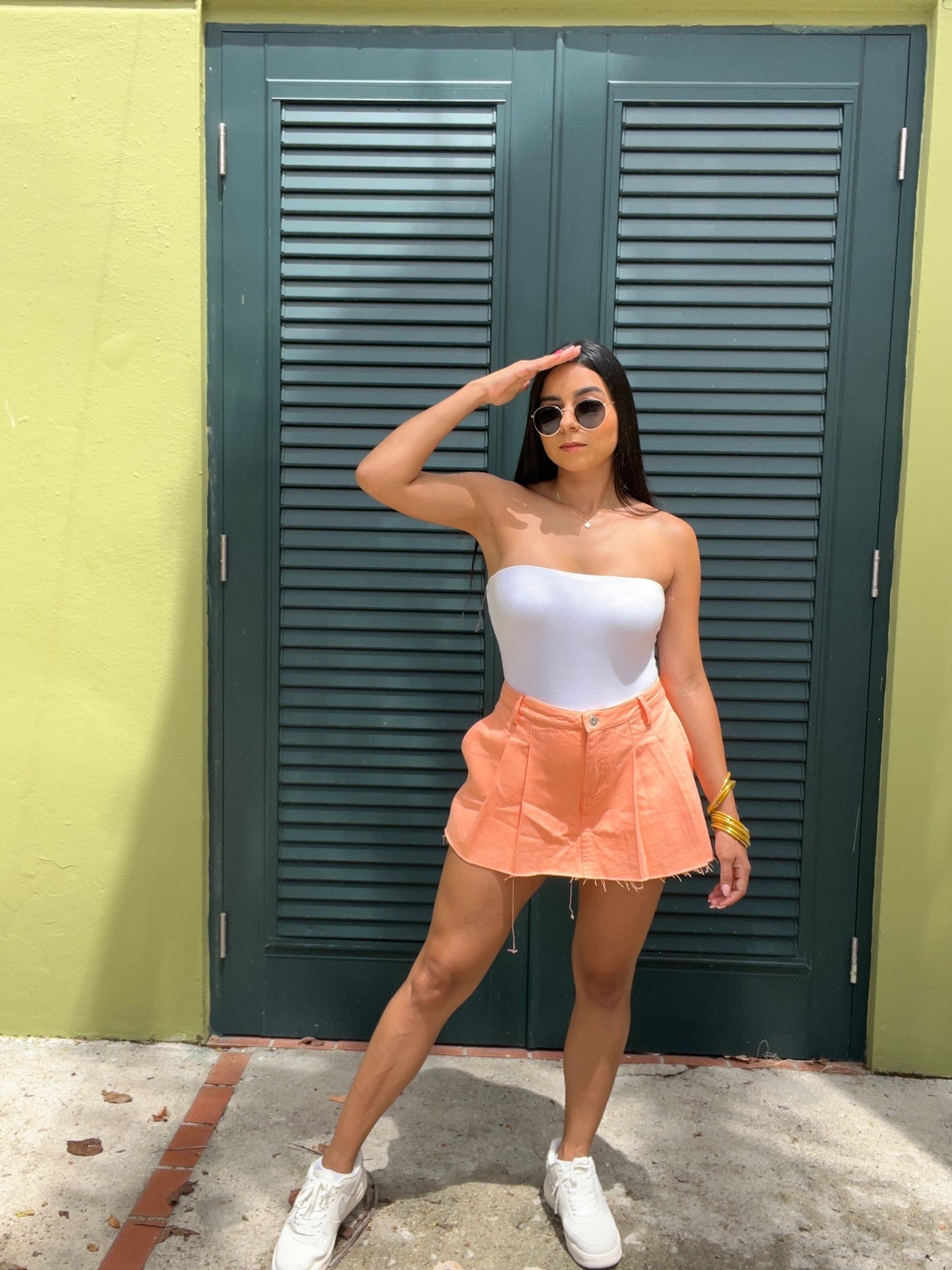 Coral Denim Skort