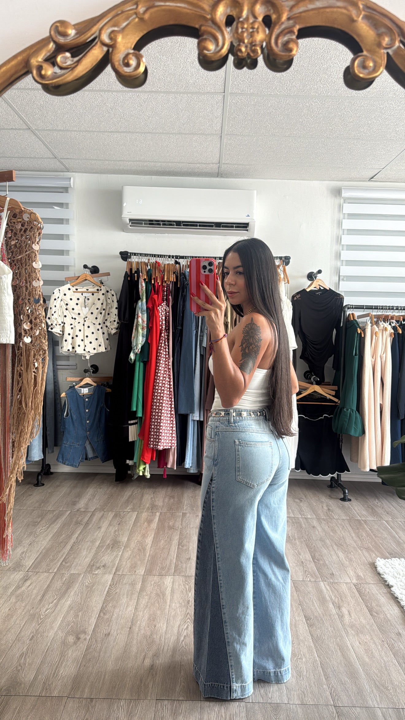 Contrast Denim Wide Leg