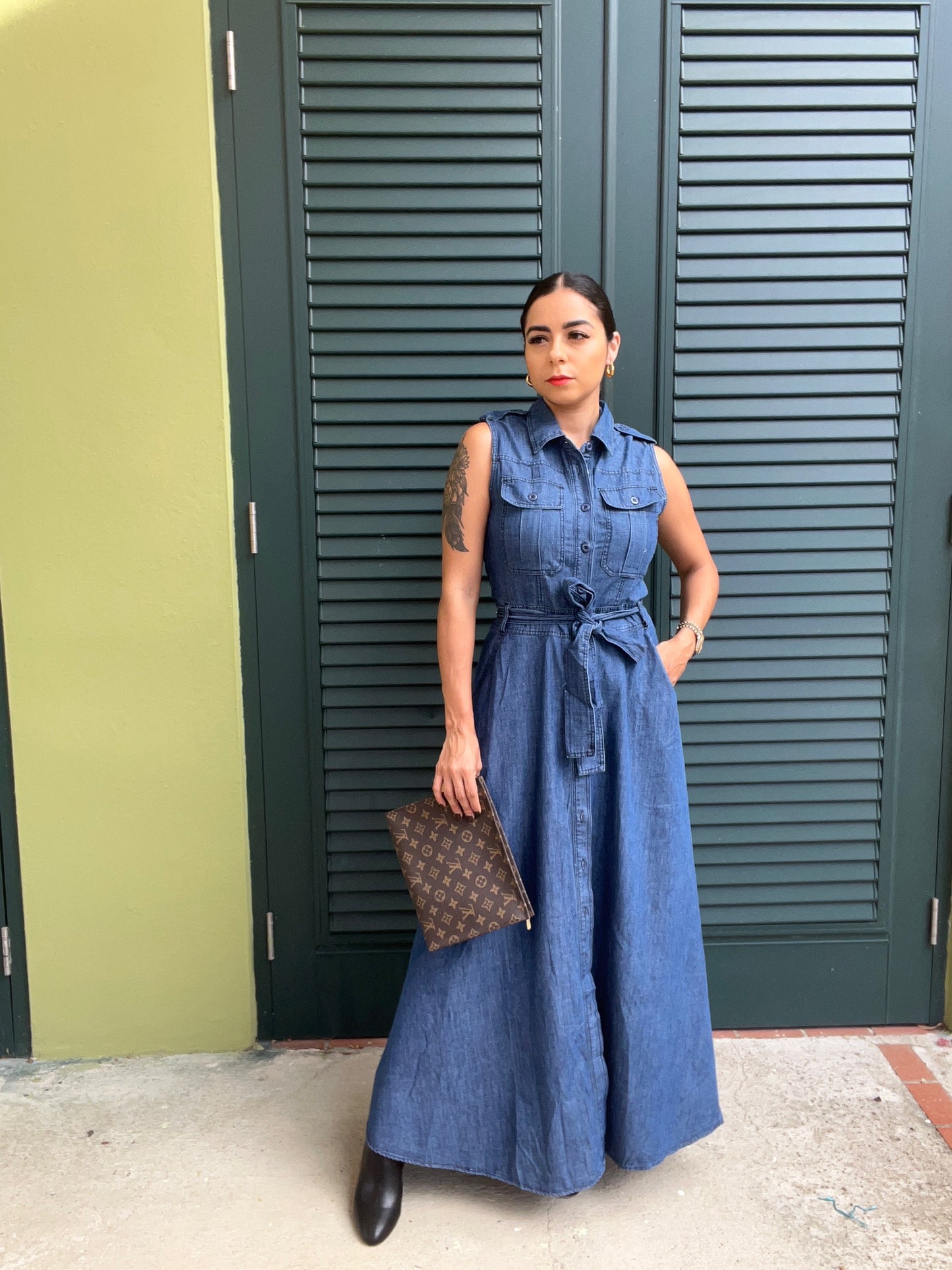 Denim Button Dress