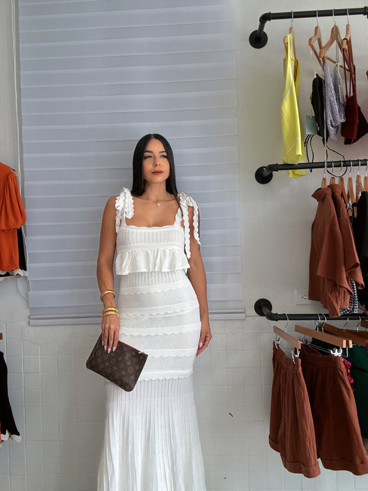 White crochet dress
