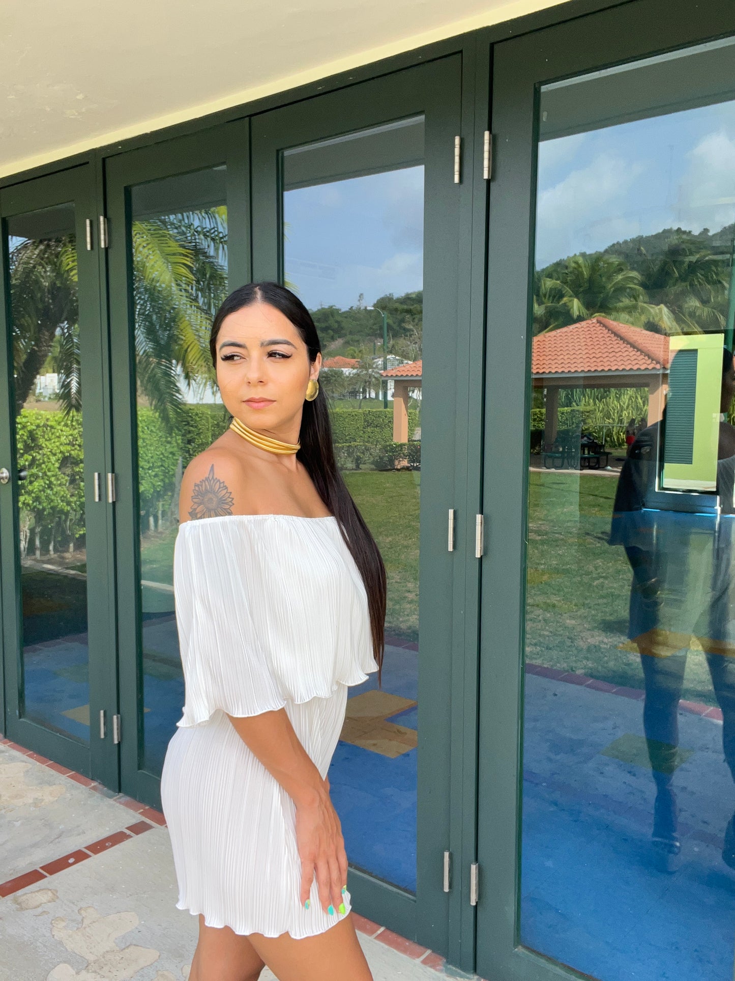 Pleated White Romper