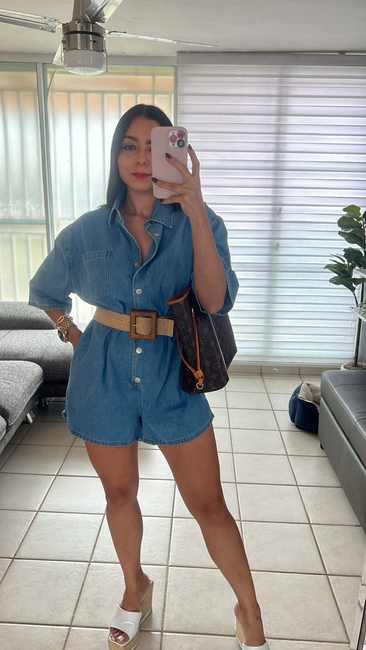 Denim Button romper