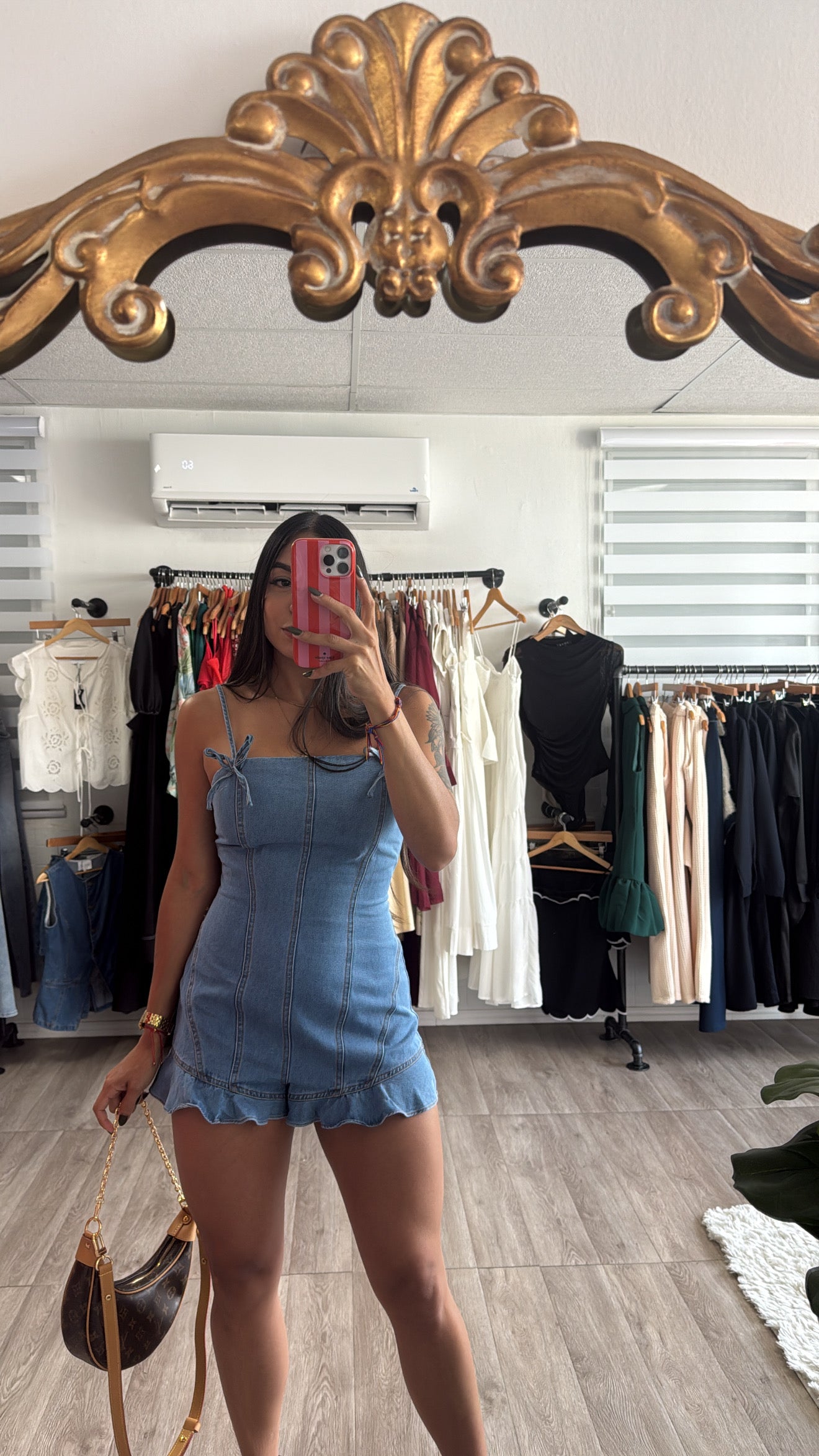 Bow Denim Detailing Romper