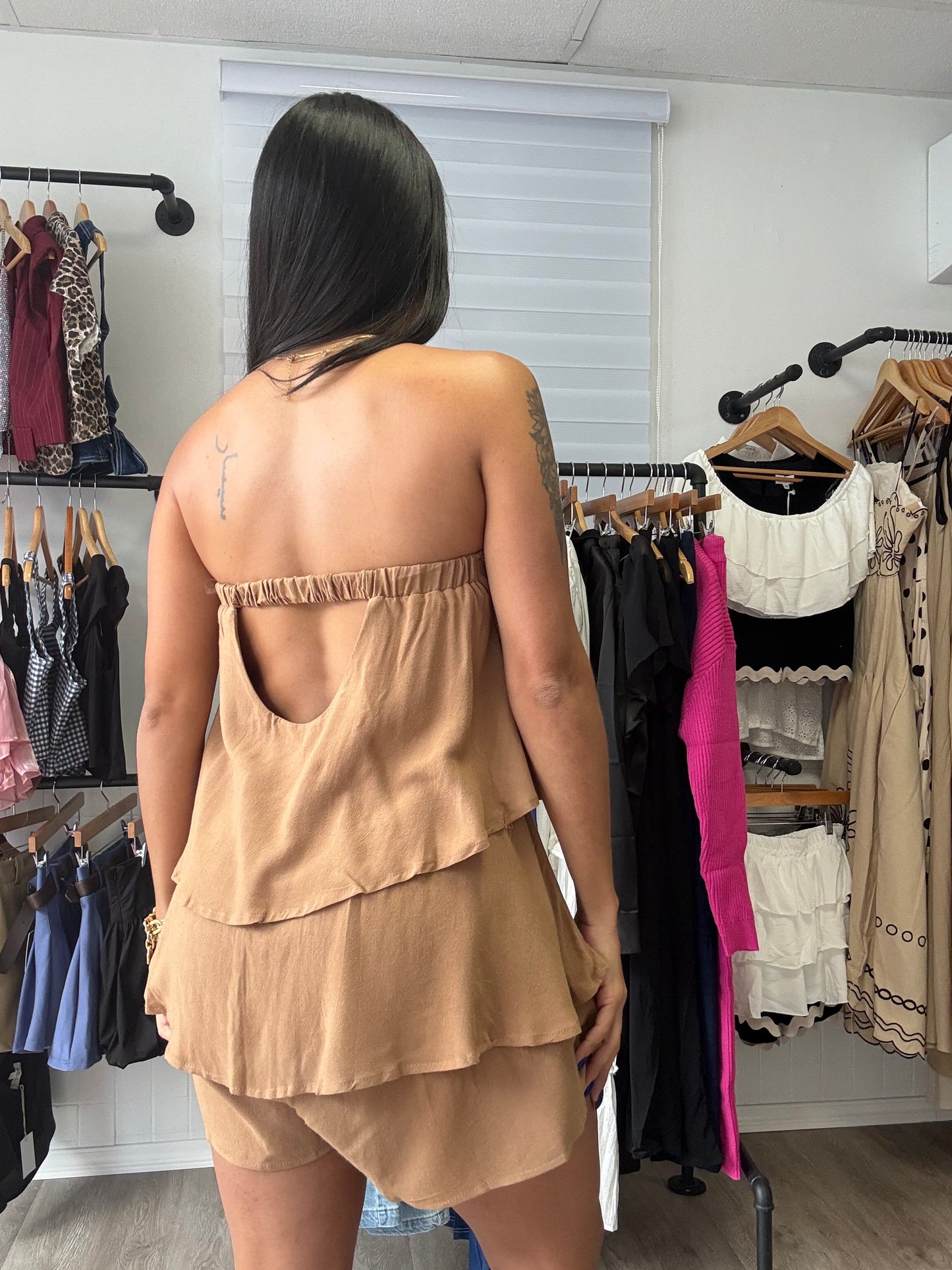 Mocha Linen Romper