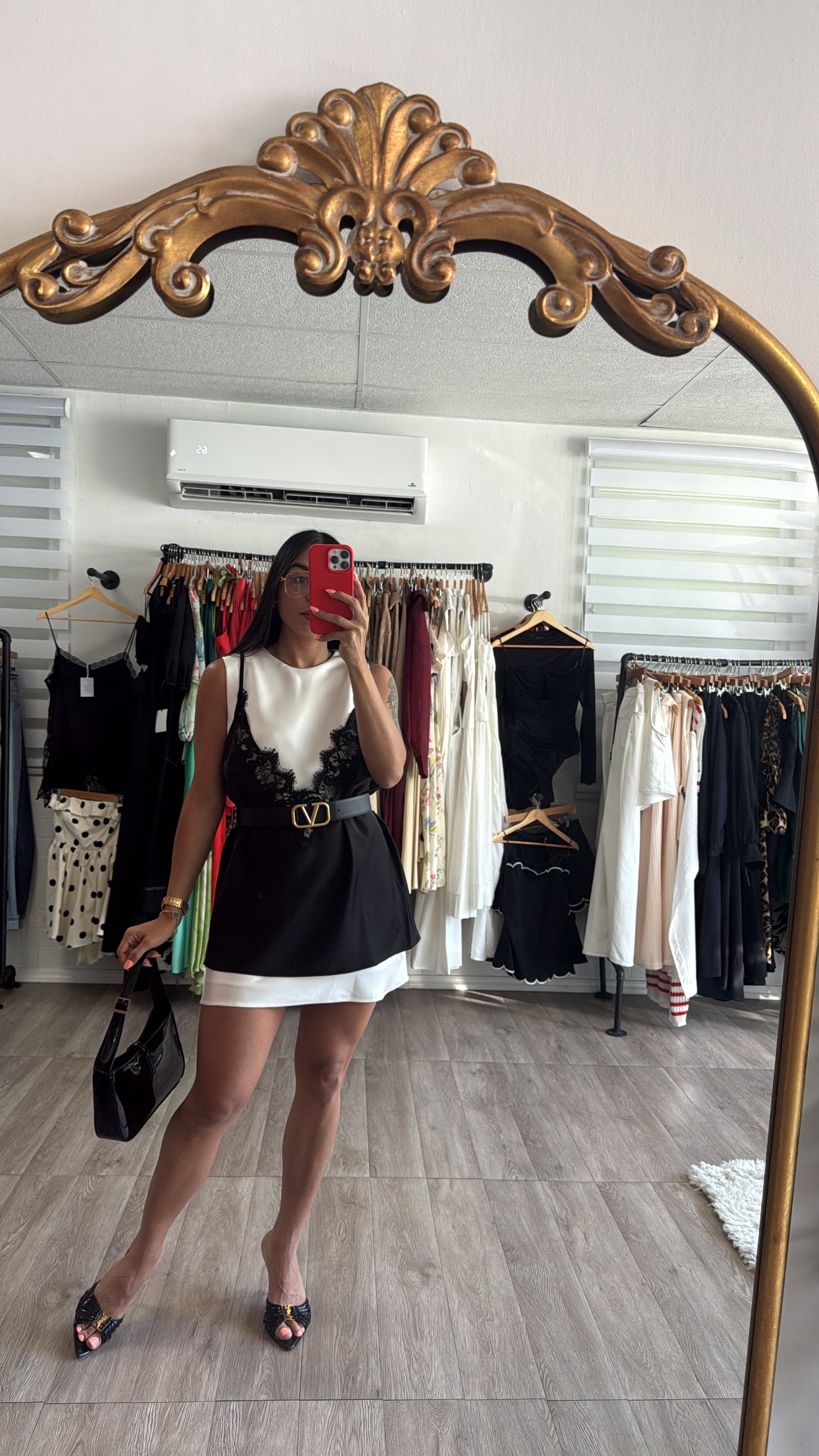 Satin dress with Lace top