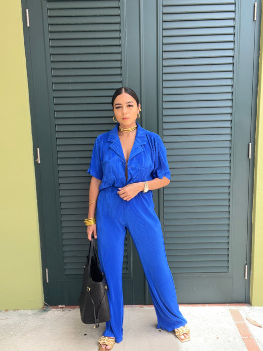 Plissed Royal Blue Set