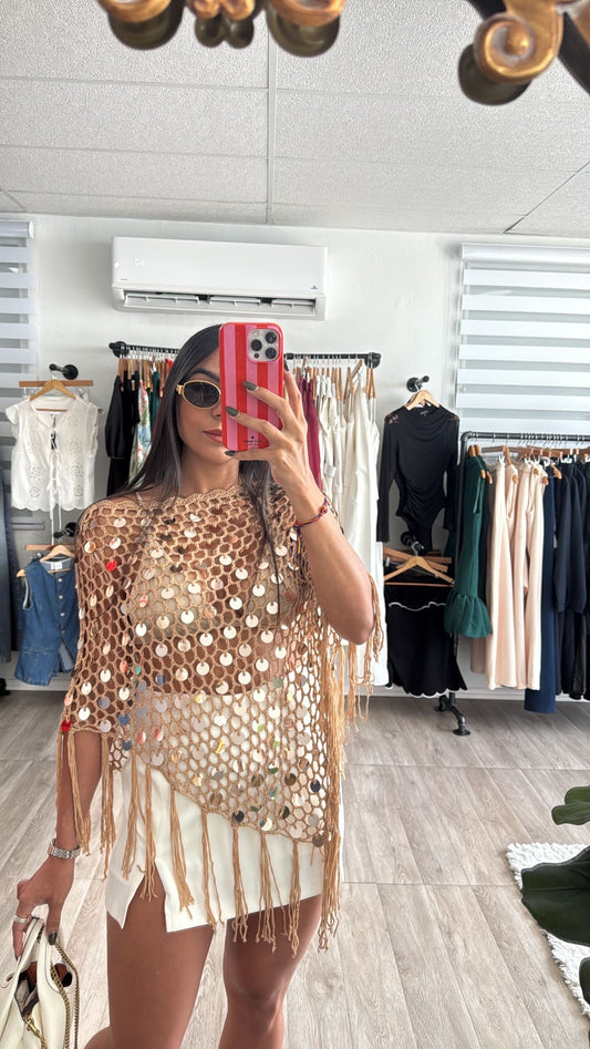 Poncho Lentejuelas Top