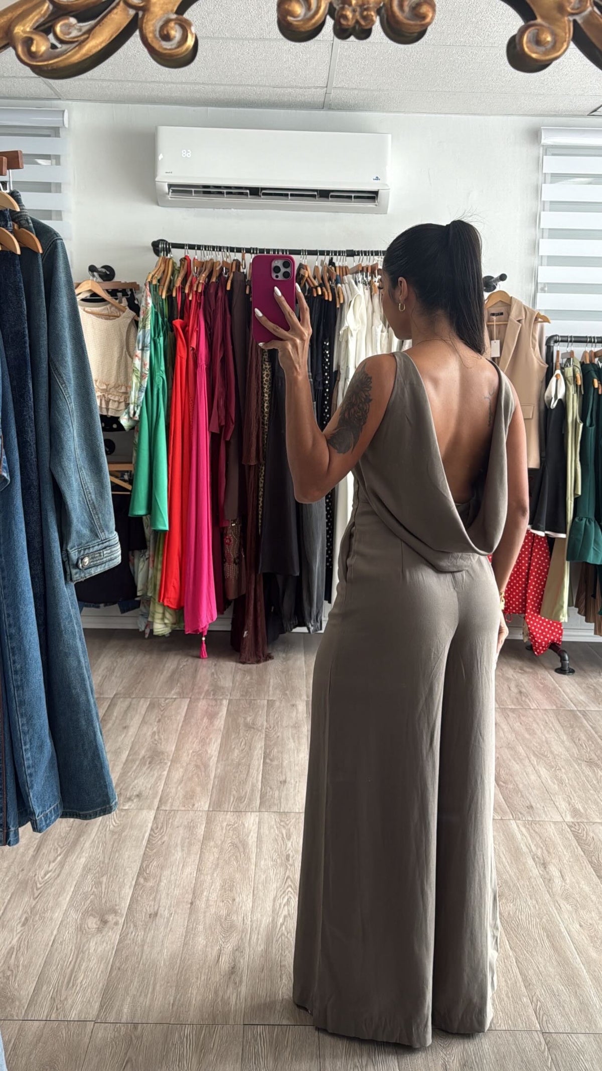 Olive Open Back Jumpsuit